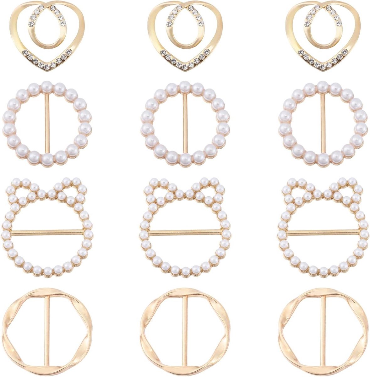 Kleding Clips - Sjaal Ringen - Outfit Stylen - Set van 12 - 4 Stijlen - Mix Kleuren
