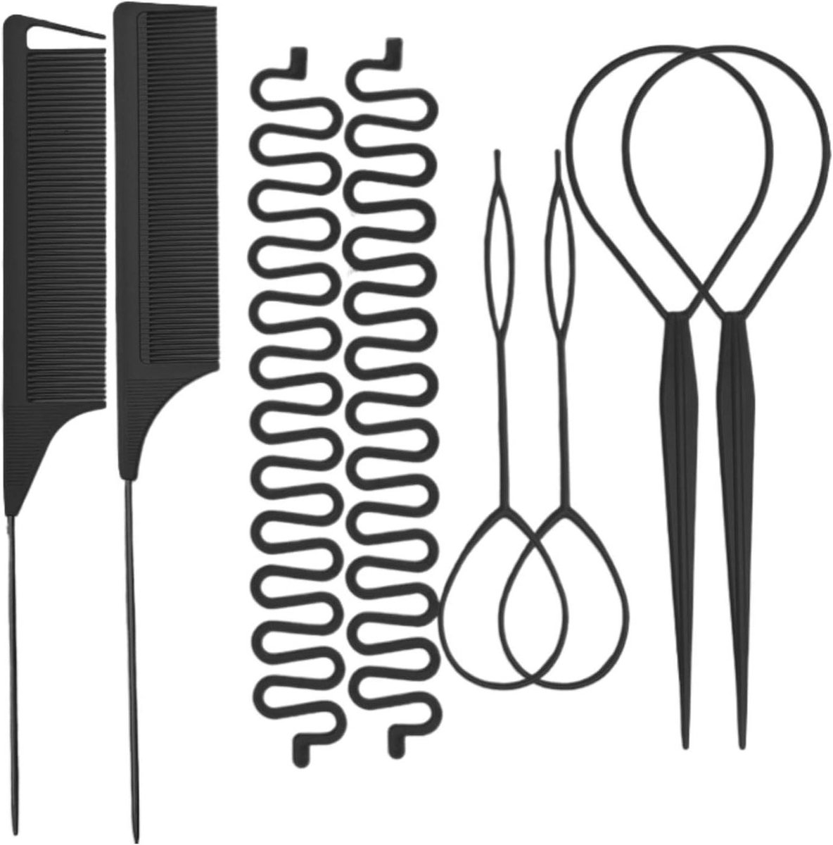 Haarstyling Tool - Vlechtkam - Haar Vlechten - Antistatisch Ontwerp - 24 x 8 x 1 cm - Zwart