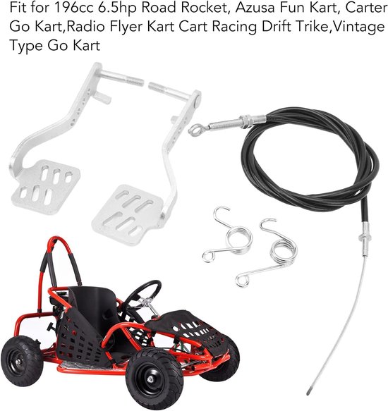 Go Kart Pedalen Kit - Rem en Gas - Onderdelen Vervangen - Roestbestendig Staal - 5 Delig - Zilver van Go.
 — afbeelding 4