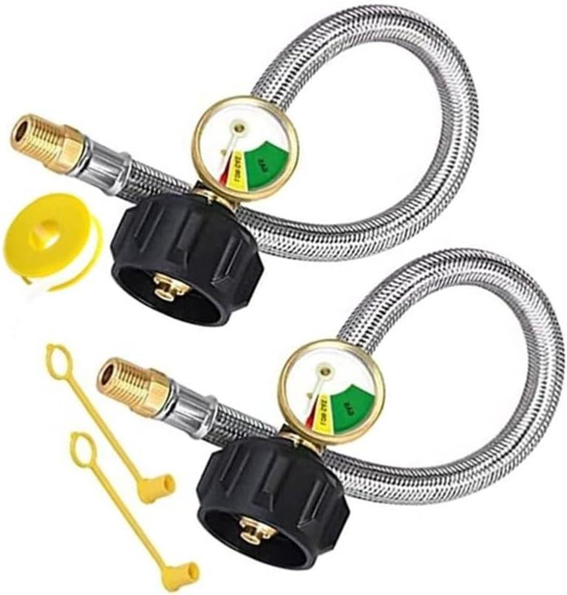 Propaan Slang - Gasleiding RV - Outdoor Koken - Roestvrij Staal Vlecht - 15 Inch - Zilver