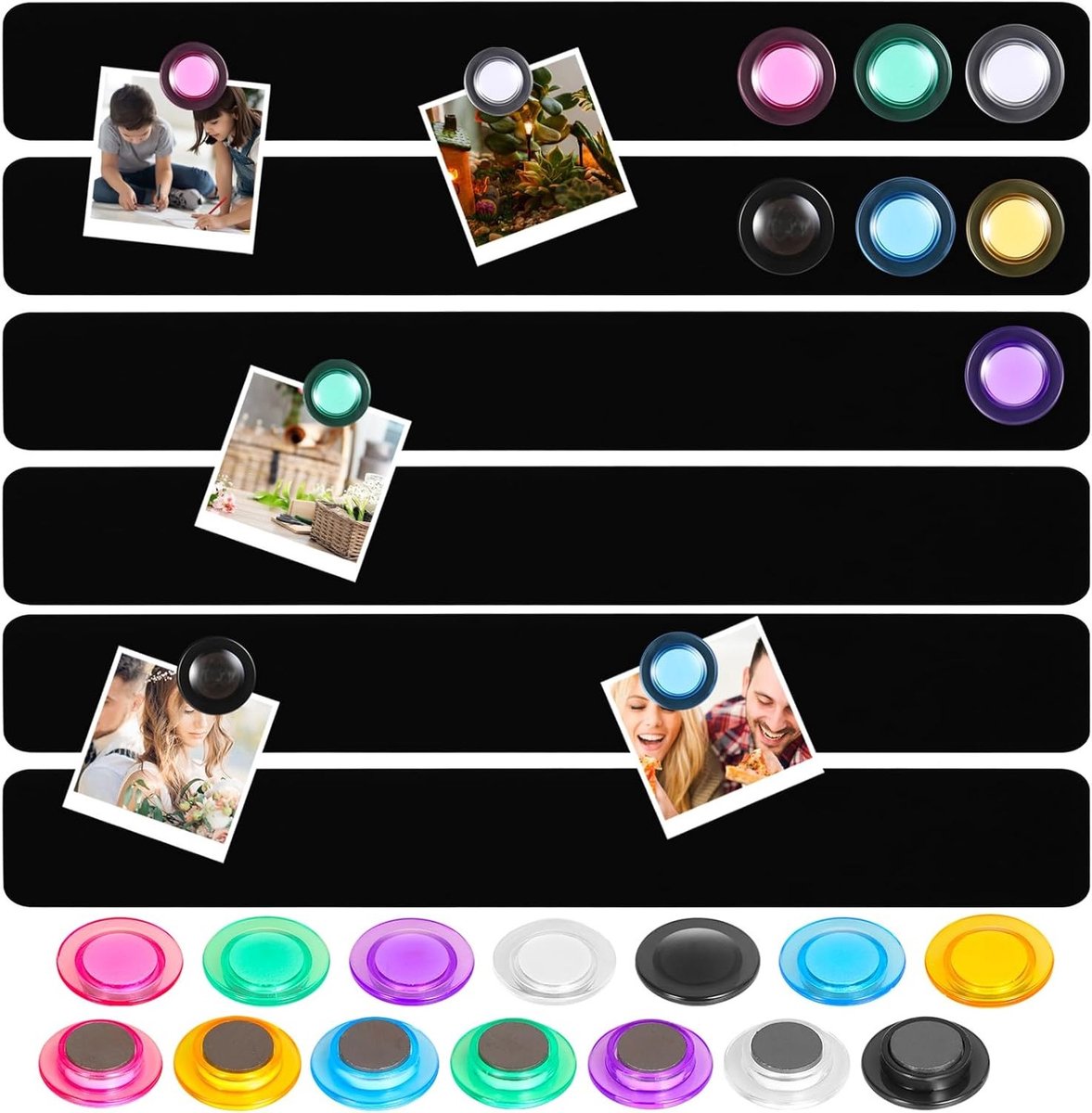 Zelfklevende Magnetische Whiteboard Strip voor Thuis en Kantoor - 6 Stuks met 20 Magneten voor Foto's en Notities