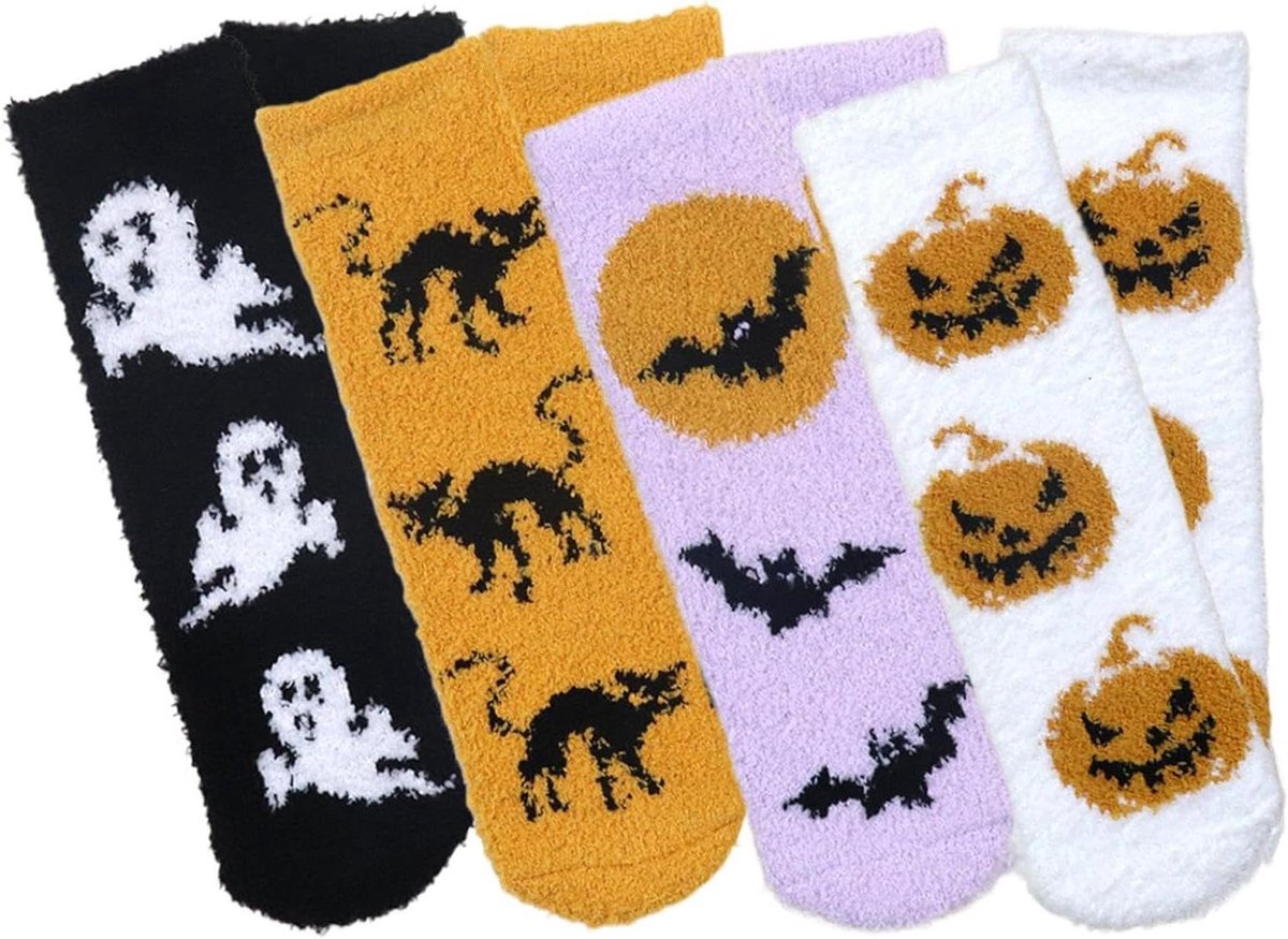 Pluizige sokken - Huissokken - Winterse warmte - Antislip zool - 4 paar - Multicolor