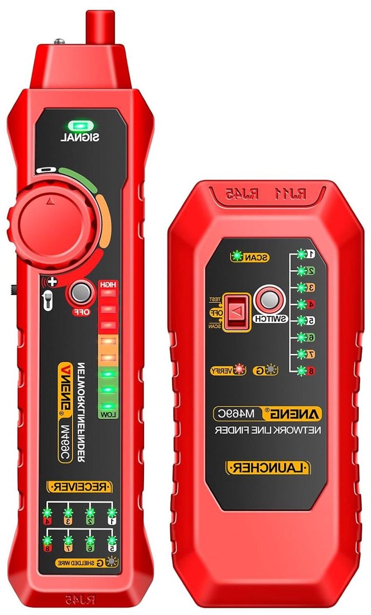 Aneng M469C RJ45 RJ11 netwerkkabeltester voor LAN-kabel tracking meting netwerkgereedschap voor analysatoren Nutriess (rood)