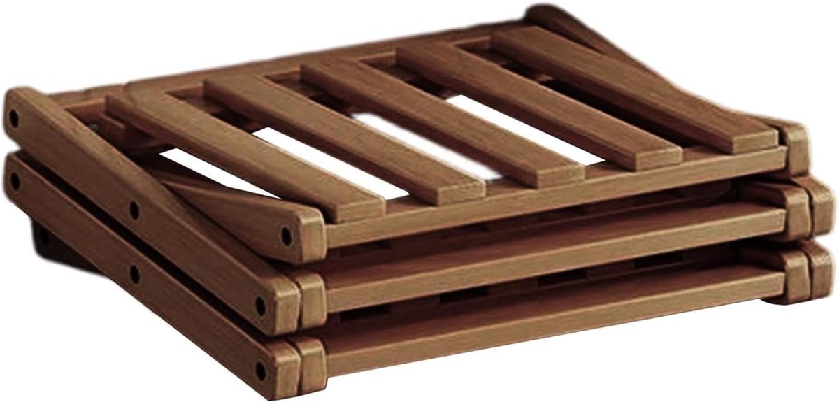 Houten schoenenrek - Schoenenopberger - Schoenen ordenen - Snel opvouwbaar - 3 lagen - Nootbruin