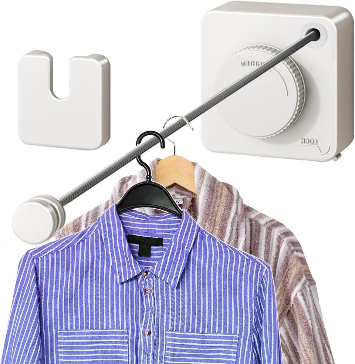 Waslijn Intrekbaar - Drooglijn Muur - Kleding Drogen - Voorkomt Doorzakken - 4.2 Meter - Wit
