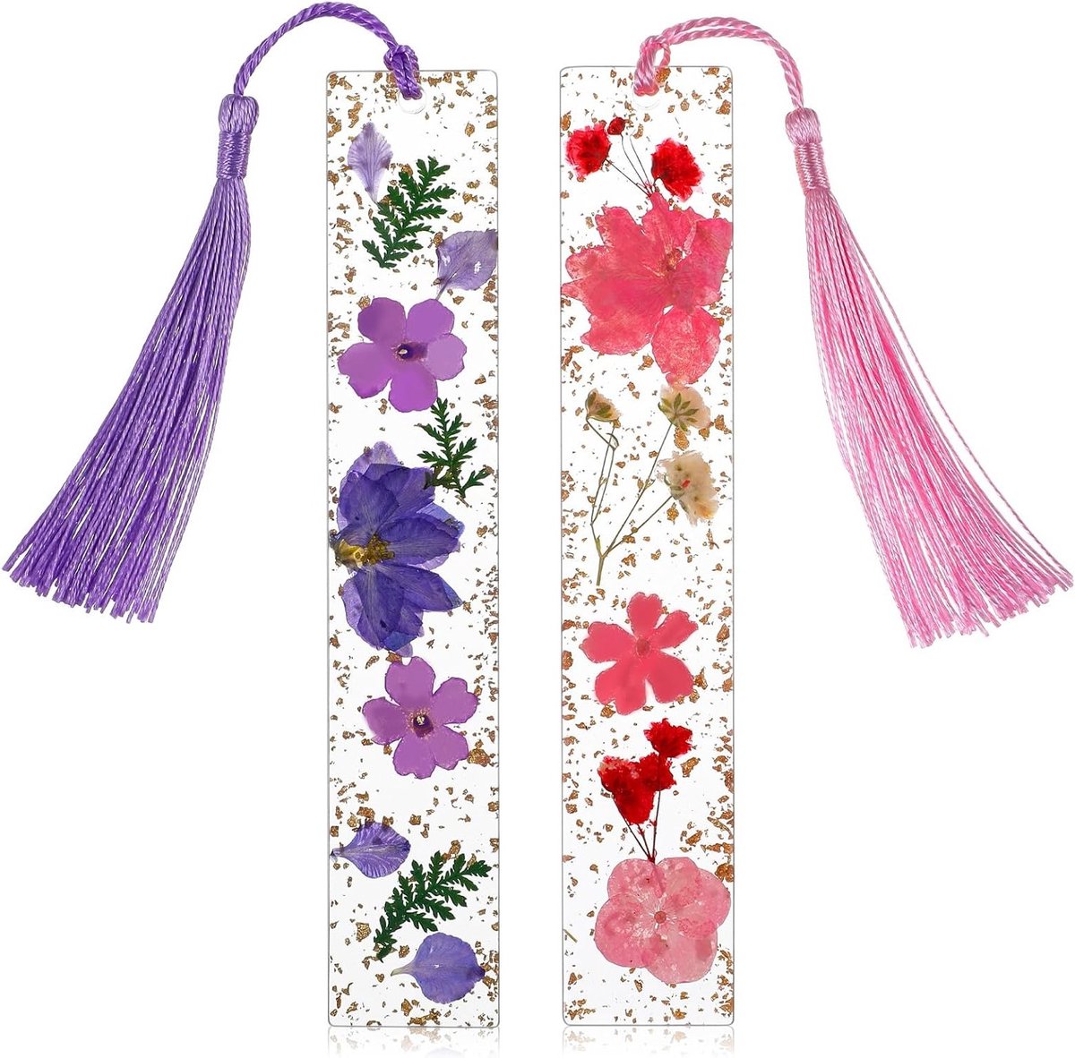 Persoonlijke Perspex Bloemen Boekenleggers met Kwastje, Unieke Boekaccessoires voor Lezers, Studenten en Docenten - Perfecte Verjaardag- en Kerstcadeaus