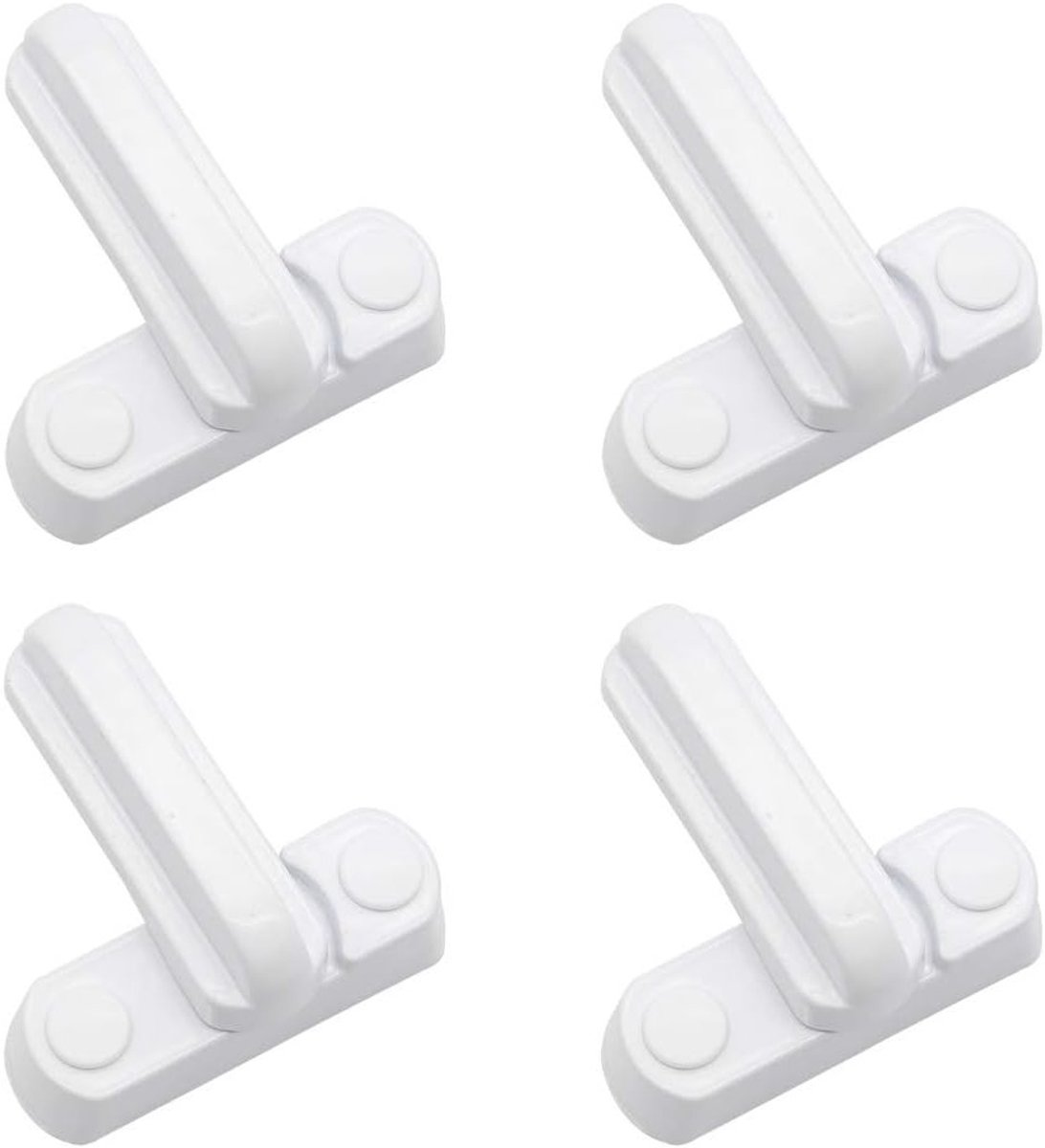 Veiligheidsraamvergrendeling - 4 Pack Sash Jammer voor Diverse Deuren en Ramen, Wit Metaal, Ideaal voor UPVC en PVC Beveiliging