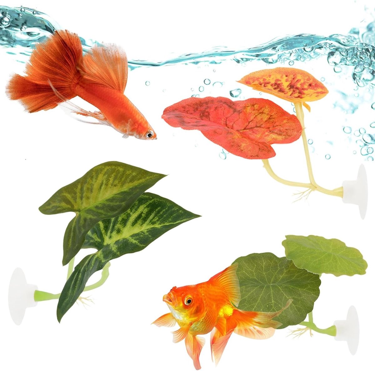 3 stuks kunstmatige aquariumplanten met zuignap, zachte vishangmatten voor Betta, ideale rustplaats en decoratie voor aquaria en paaigronden