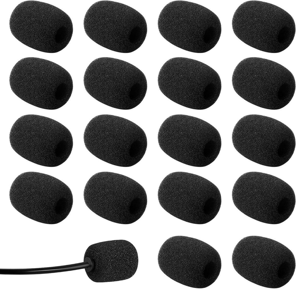 18-delige Schuim Windbescherming voor Microfoons en Hoofdtelefoons - Popfilter en Geluidsisolatie voor Lavalier en Mini Microfoons in Zwart