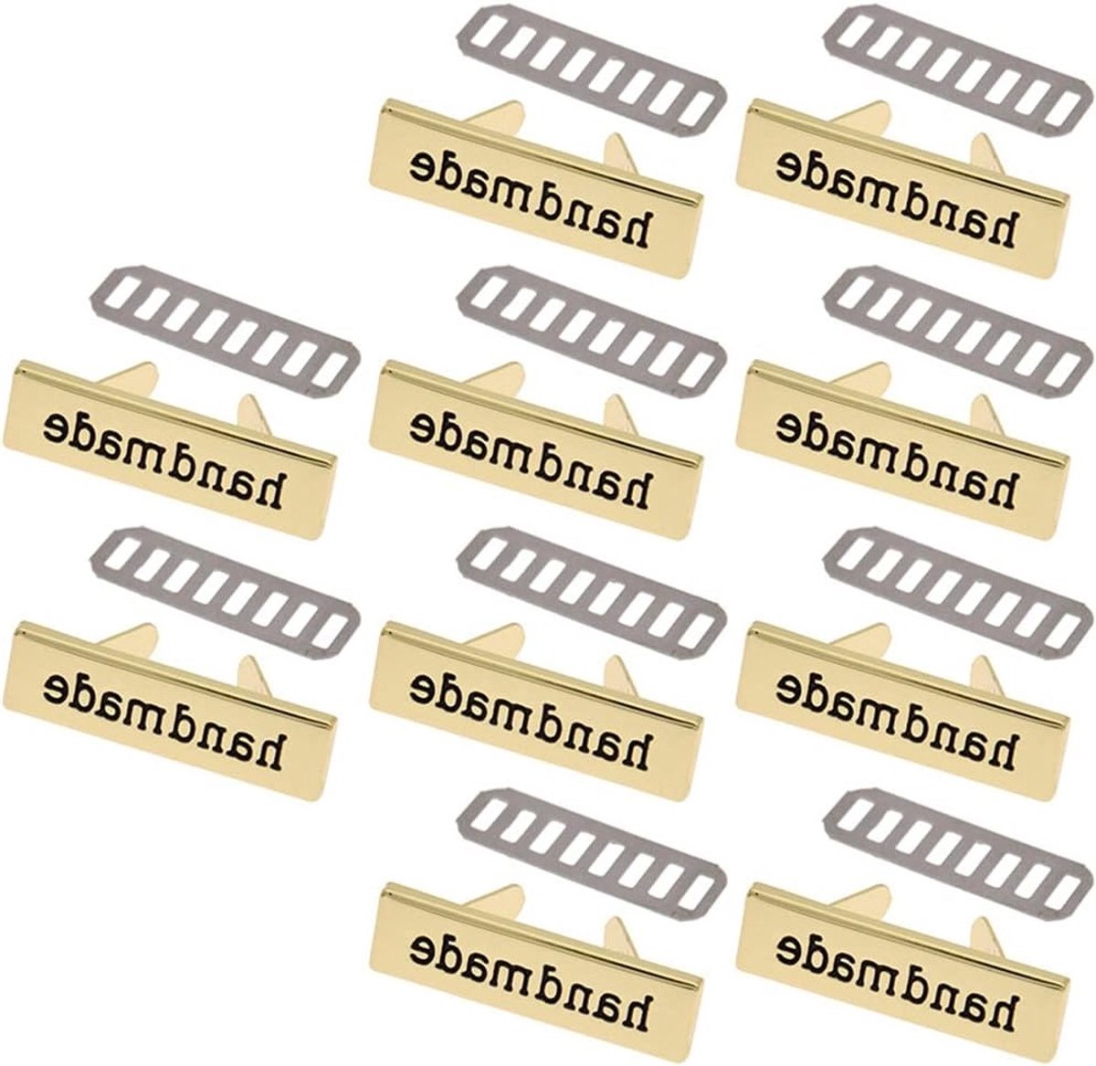 Handgemaakte metalen labels voor jeans, kleding, tassen en schoenen - 10 stuks rechthoekige handbedrukte etiketten