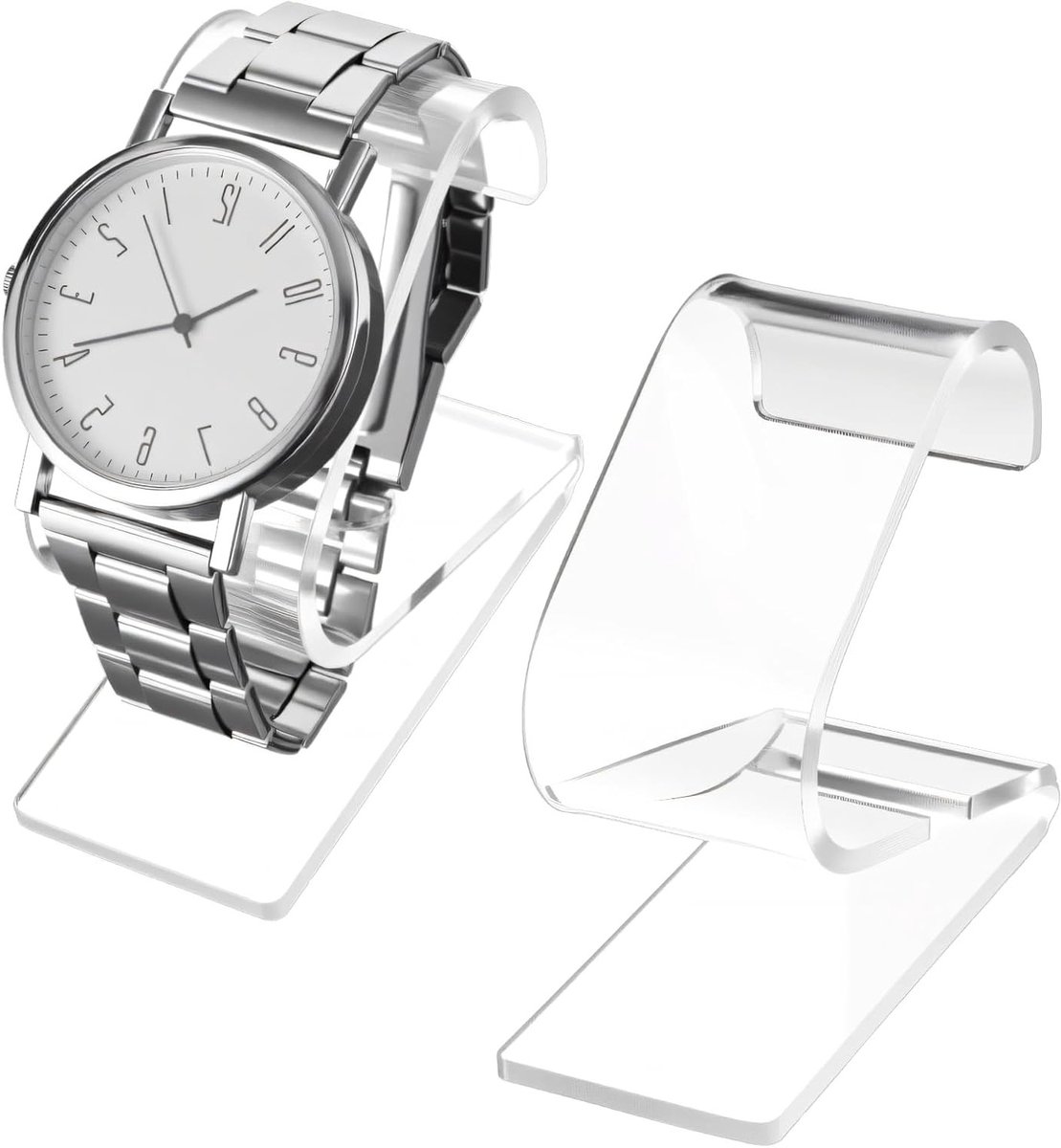 2 Stuks Horloge Stand, Horloge Houders, Armband Stand, Transparante Acryl Sieraden Display Houder voor Thuis en Zakelijk Gebruik (7.5x6.3x3.5cm)