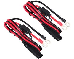 Ring Terminal Harness voor 12V Acculader - SAE Snelle Ontkoppeling Kabel met 10A Zekering voor Auto en Tractor - 2 Stuks