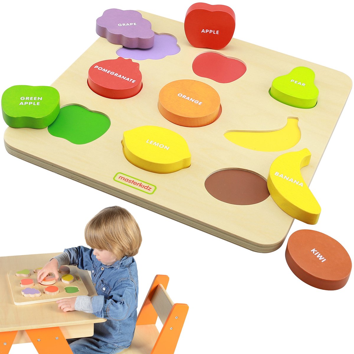 Masterkidz Houten Vormensorteerder Kleurrijk Fruit Montessori - UNI