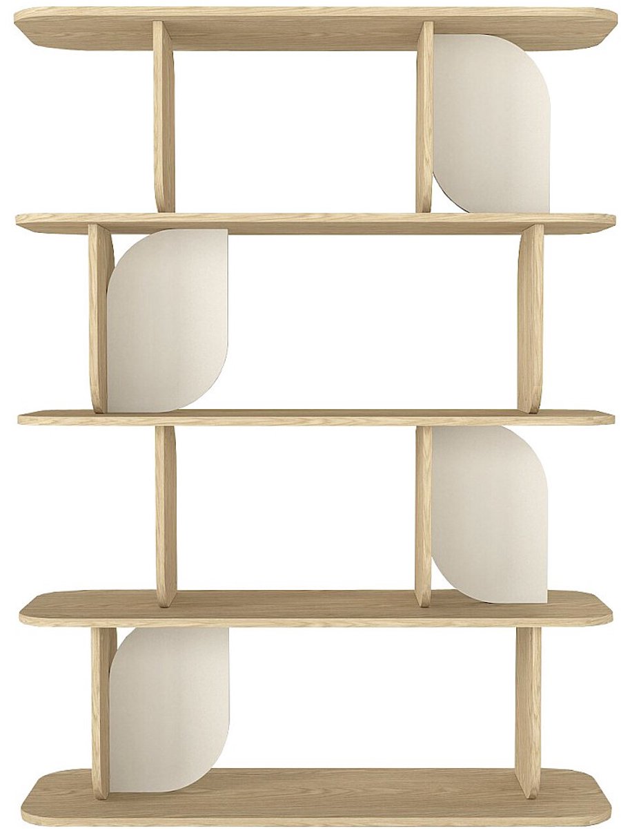 Vente-unique Wandrek met 4 planken - Licht naturel en beige - NELERIA