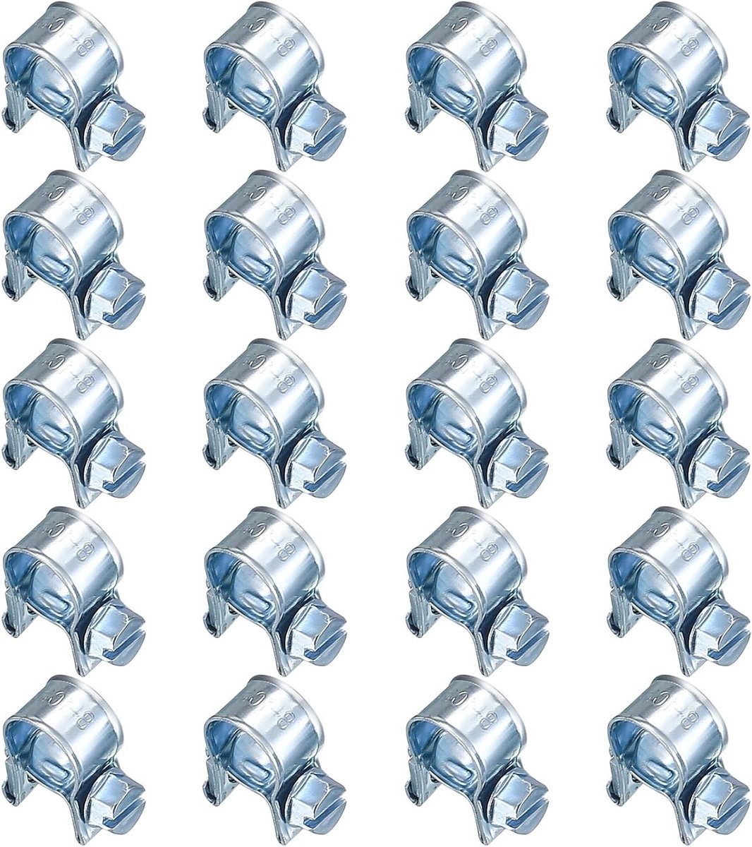 20 Stuks Verstelbare Slangklemmen, Mini Slangklemmen voor Brandstofleidingen en Uitlaatpijpen - Geschikt voor 8-10mm Slangen, Duurzaam en Betrouwbaar