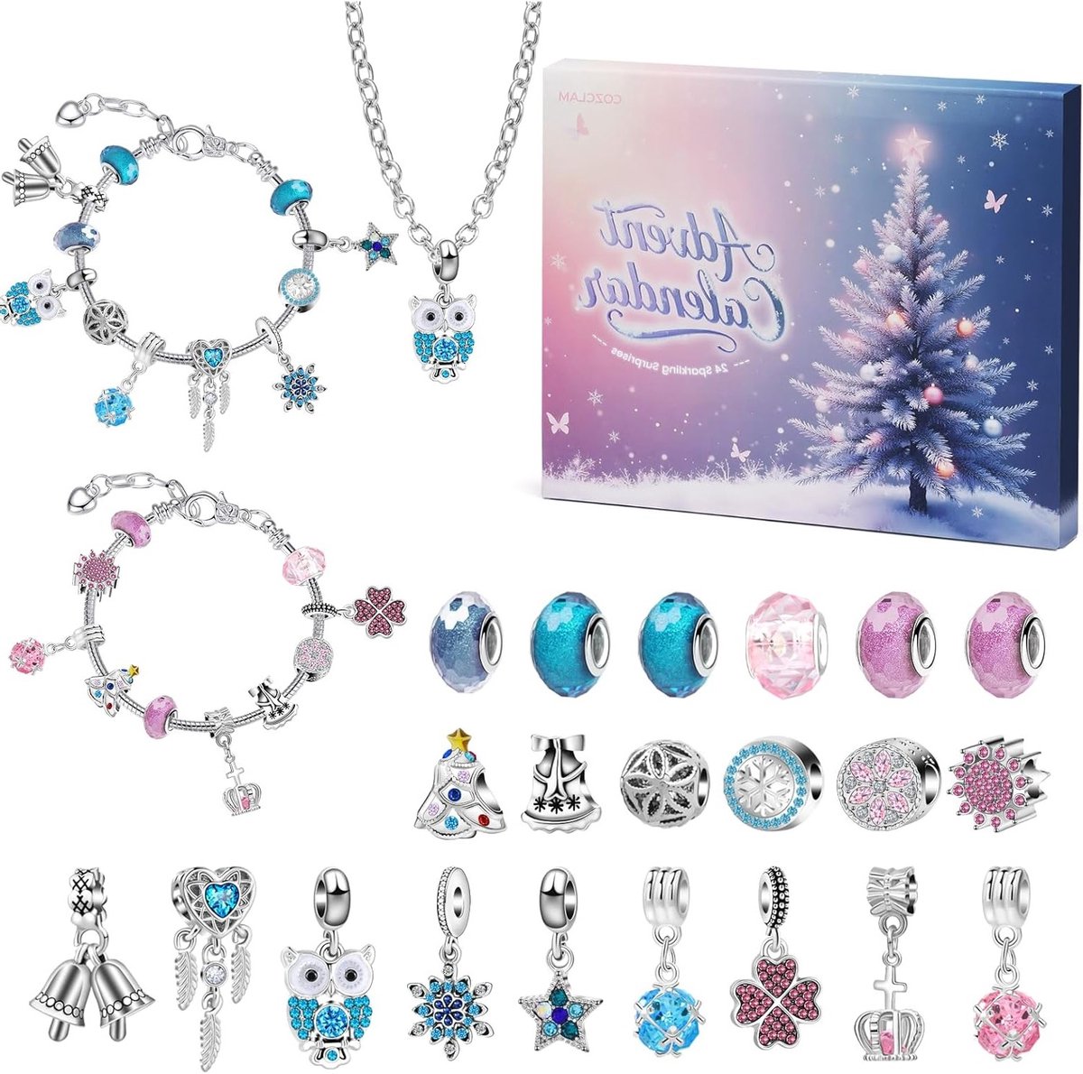 Adventskalender voor Meisjes 2025 met Sieraden, 24 Dagen Kerstverrassing, Cadeau voor Vrouwen, Armbanden, Kettingen en Hangers voor Kinderen van 6-13 Jaar