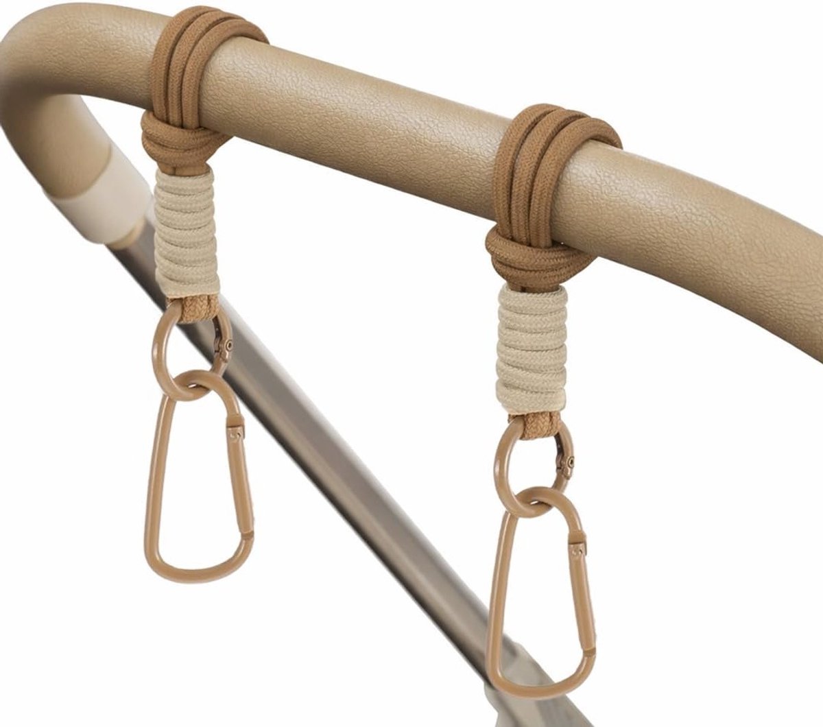 Universele Pram Hooks voor Tassen - 2 Stuks - Ideaal voor Kinderwagens, Handige Bagagehouder en Organiser in Koffiebruin