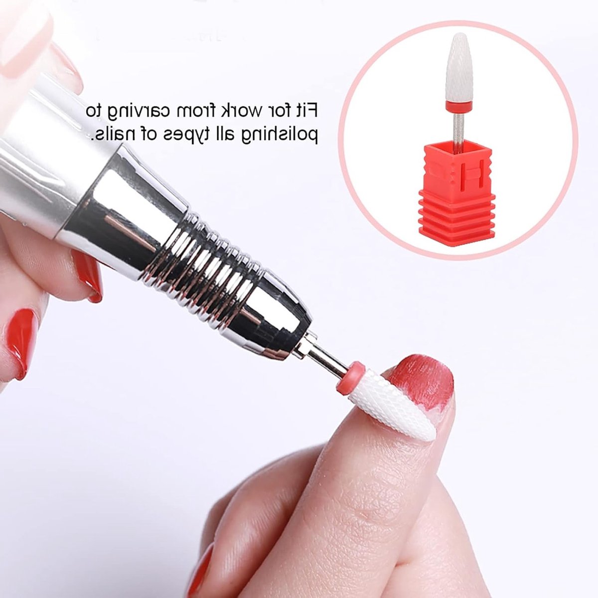 Professionele nagelknipper en keramische frezen voor manicure en pedicure met displaybasis en fijnmalen accessoires