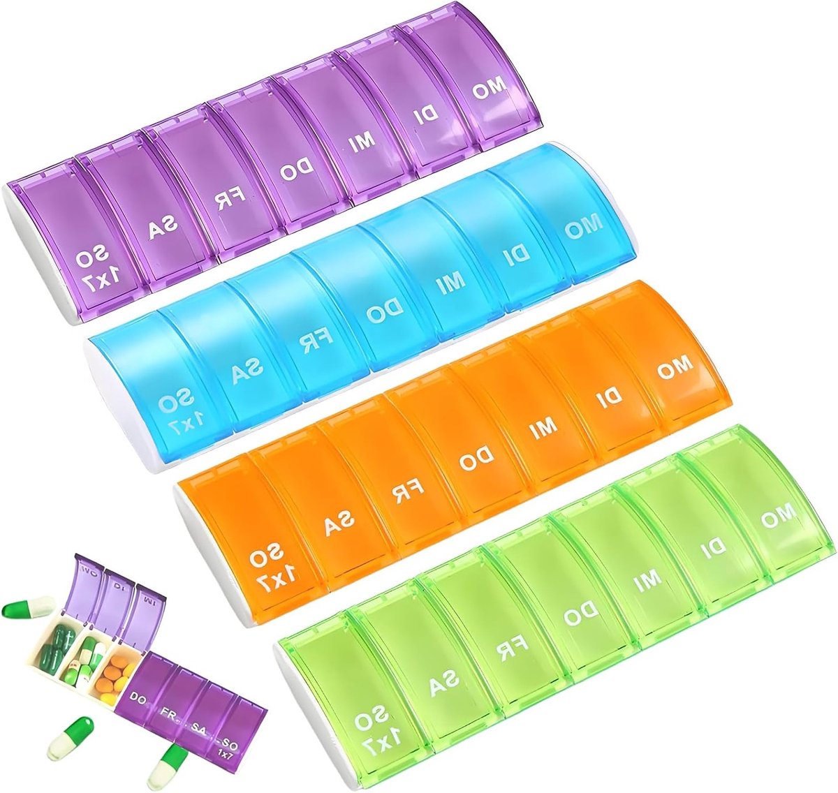 Tablettenbox voor 7 dagen - Praktische pillendoos voor medicijnen, gemakkelijk te openen en comfortabel in gebruik, ideaal voor dagelijks gebruik.