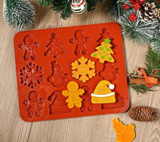 Siliconen Koekjesvormen voor Kerstmis - 2 Stuks met 12 Cavity voor Peperkoekman, Kerstboom en Sneeuwman - Ideaal voor DIY Koekjes, Snoep en Chocolade van Merkloos — afbeelding 4