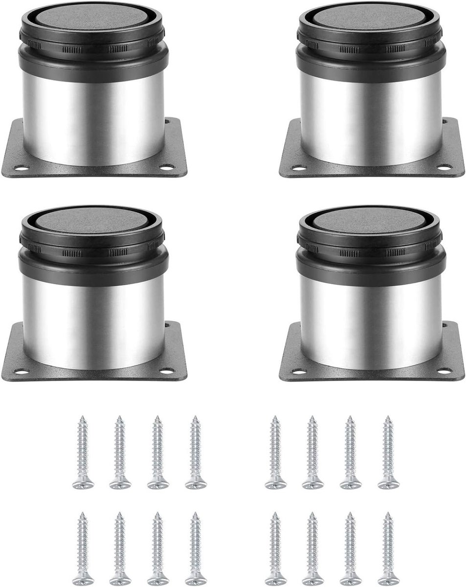 Verstelbare meubelpootjes van 50x50mm, metalen tafelpoten voor kasten en meubels, roestvrij staal, 50cm inclusief schroeven, ideaal voor keuken en woonkamer