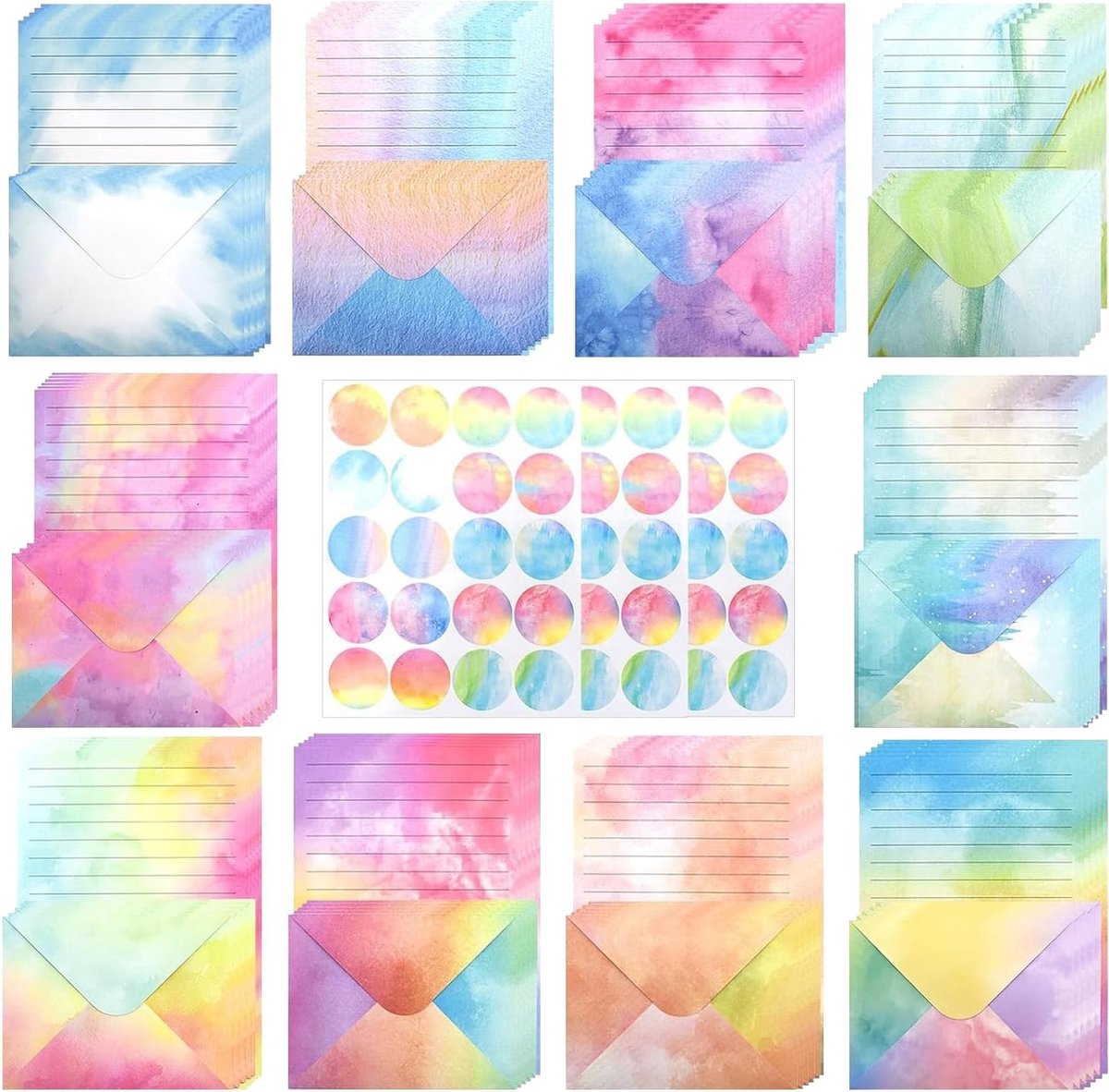 Stationery set 160 stuks - 10 stijlen - 50 A5 gelijnde vellen - ideaal voor kinderen en feestjes - ShopVlot