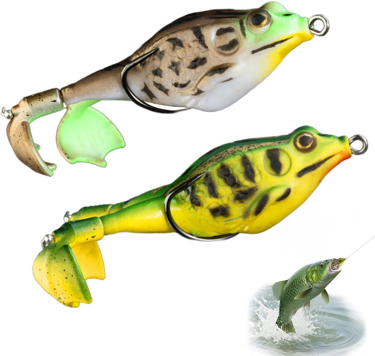 Seb2 - Realistische Kikker Aas - Kunstmatige Lures - 9x3cm - Multikleur - Vissen - Geschikt voor Zoet en Zout Water