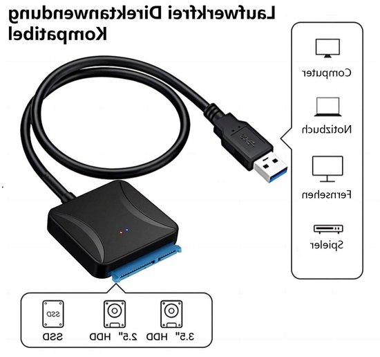 USB 3.0 naar SATA Adapter voor 2.5"/3.5" HDD/SSD - Snelle Gegevensoverdracht met 12V/2A Voeding en Optische Schijfondersteuning — afbeelding 5