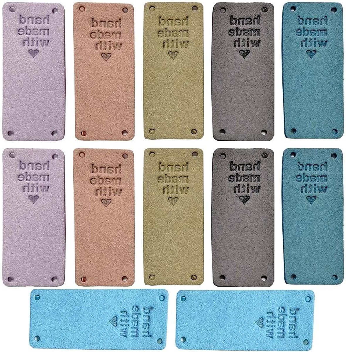 30 Stuks PU Leren Labels voor Kleding - Handgemaakte Gegraveerde Tags voor DIY Accessoires zoals Spijkerbroeken, Tassen en Schoenen - 2x5cm in 6 Kleuren