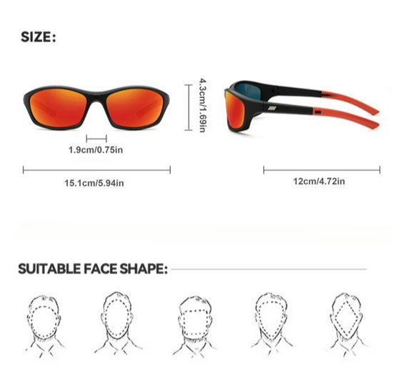 Opvouwbare Gepolariseerde Sport Zonnebril - Fietsbril - heren / dames - UV400 Bescherming - Anti-Glare & HD Zicht - Compact Design - Voor Autorijden, Vissen & Outdoor - Ideaal voor Reizen - Zilver & Grijs — afbeelding 2