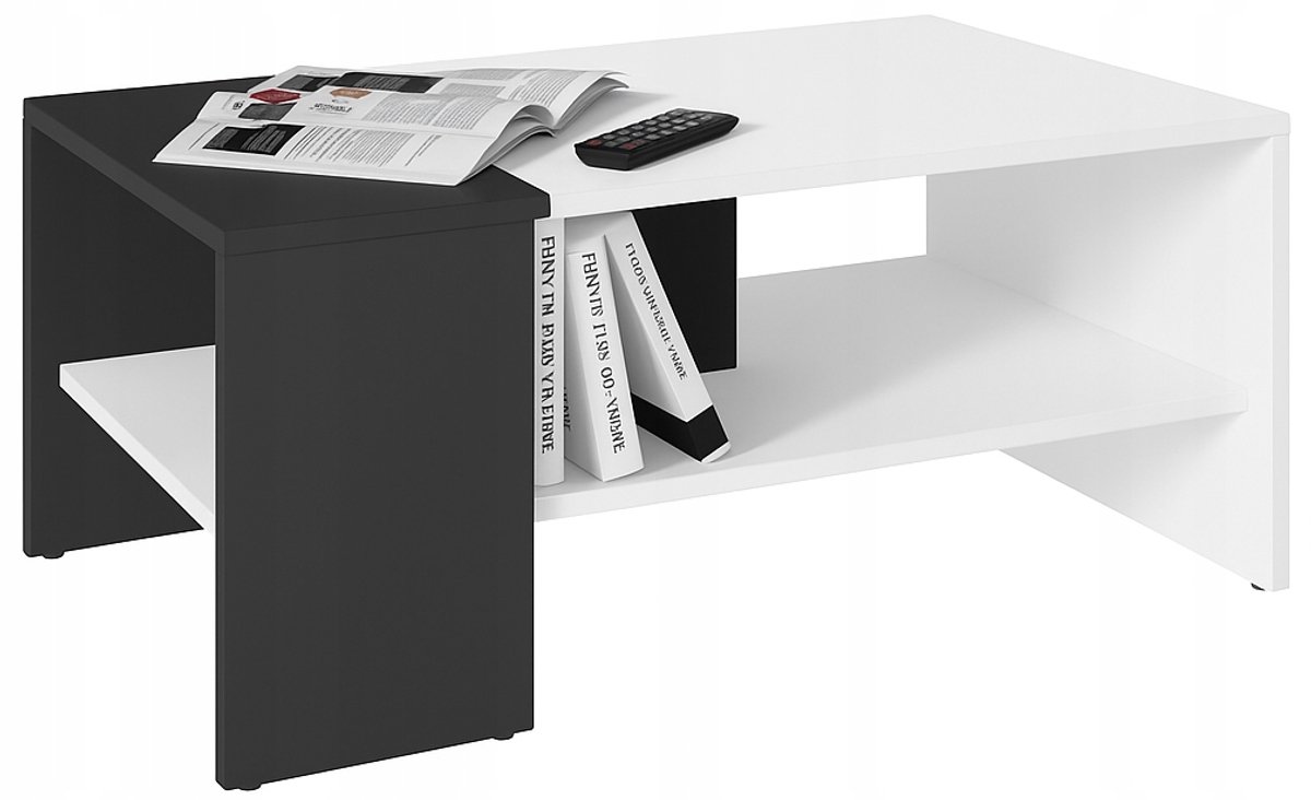 UFC STRAP Serie - Salontafel - Wit-Zwart - Poreuze Plank - 100cm Loft Retro