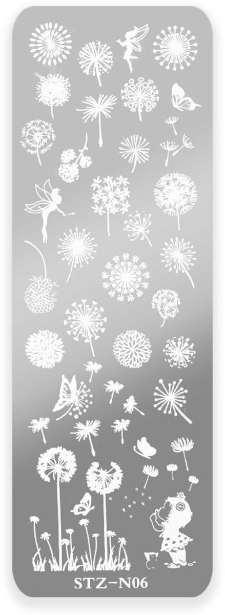 Allepaznokcie Wonderland STZ-N06 - Nagelstempelplaat - Bloemen en Vlinders - 30 Patronen