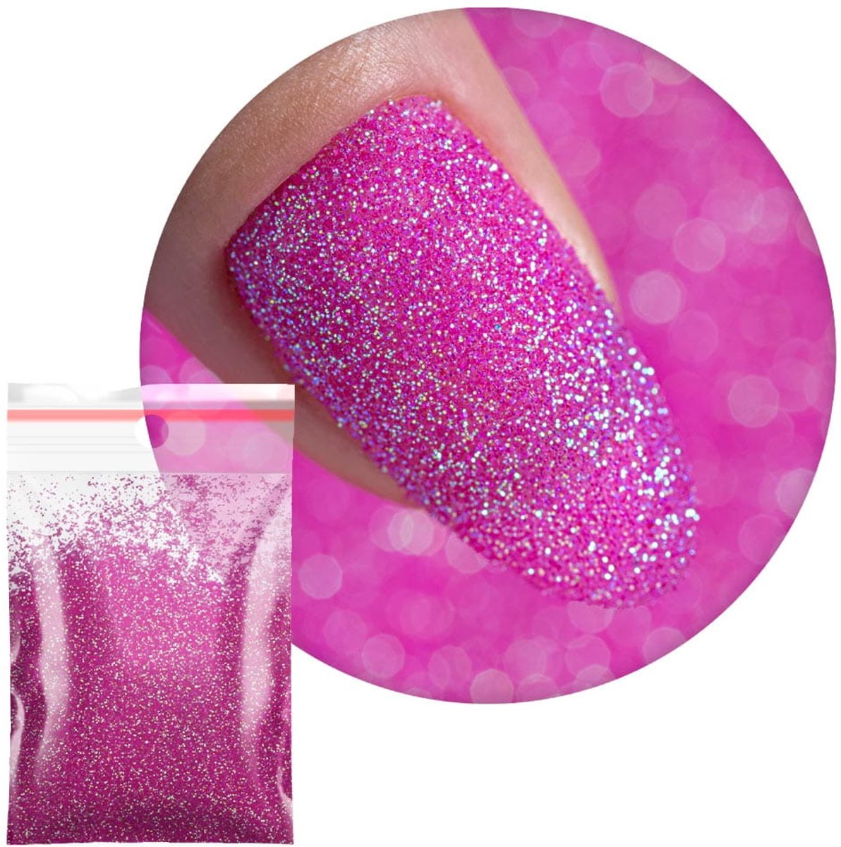 MollyLac - Brokaat voor Nagels - Nr 19 - 20g - Roze met Groene Glitter