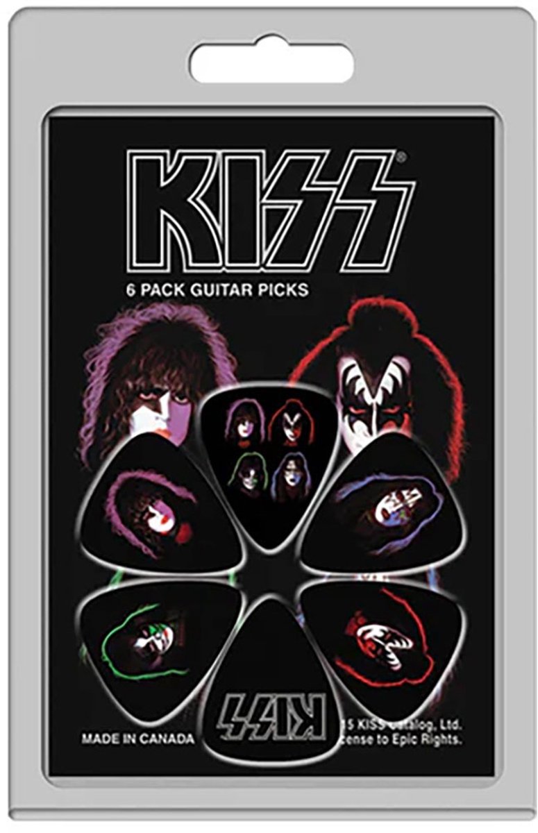 Kiss - Faces Covers 6Pack Plectrum - Zwart/Multicolours