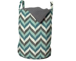 ABAKUHAUS turquoise waszak, abstracte golvende lijnen, wasmand met handvaten, trekkoordsluiting voor wasserettes, grijs bleek teal