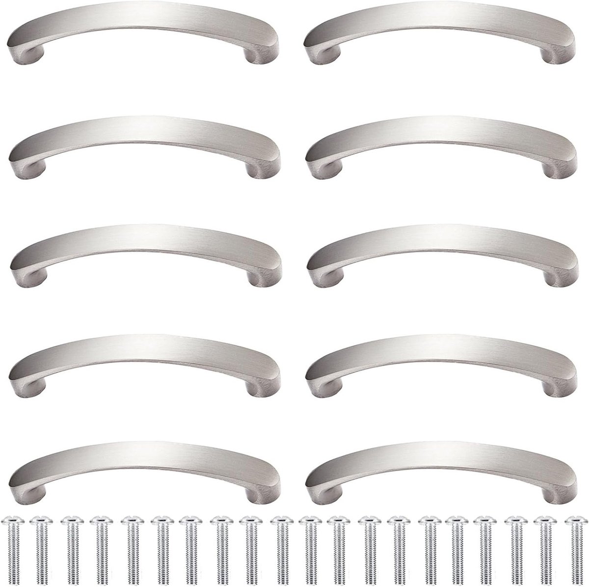 Moderne Keukenhandgrepen van Aluminium - 10 Stuks Meubelgrepen met 20 Schroeven voor Kast en Lade - 96mm Gatafstand, Perfect voor Keuken, Slaapkamer en Woonkamer