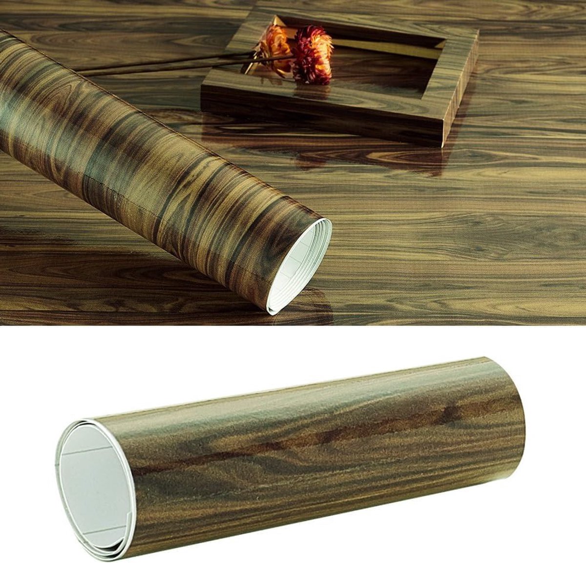 Houten Look Auto Folie voor Binnen en Buiten, Matte Tuning Film met Houtnerf voor Auto, Motor en Fiets (10 x 30 cm, D)