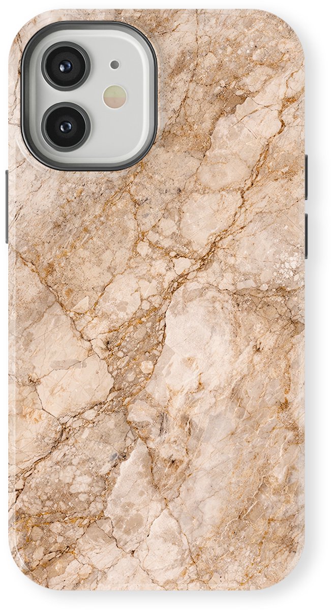 DripCase Hoesje geschikt voor iPhone 12 Mini Marmer | Marble Moods | Magnetisch Opladen | 2-in-1 Ontwerp | Luxe Marmeren Case geschikt voor iPhone 12 Mini Champagne Marble
