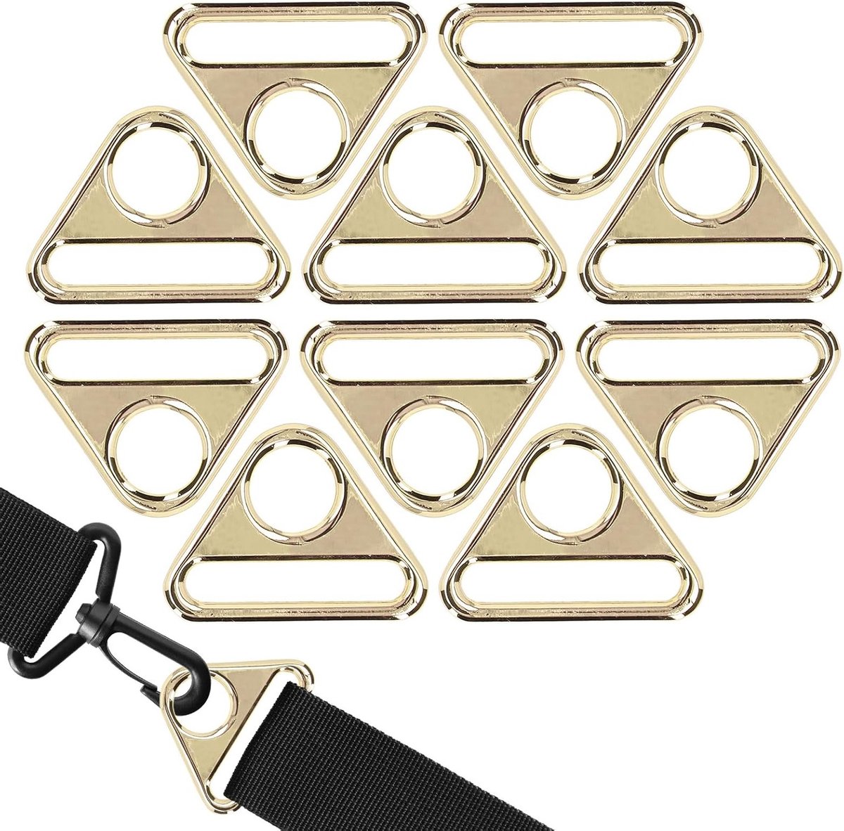 Set van 10 Triangulaire Gespen van Zinklegering, 38mm Verstelbare Ringen voor Rugzakken, Meerdere Functies voor Tassen en Accessoires