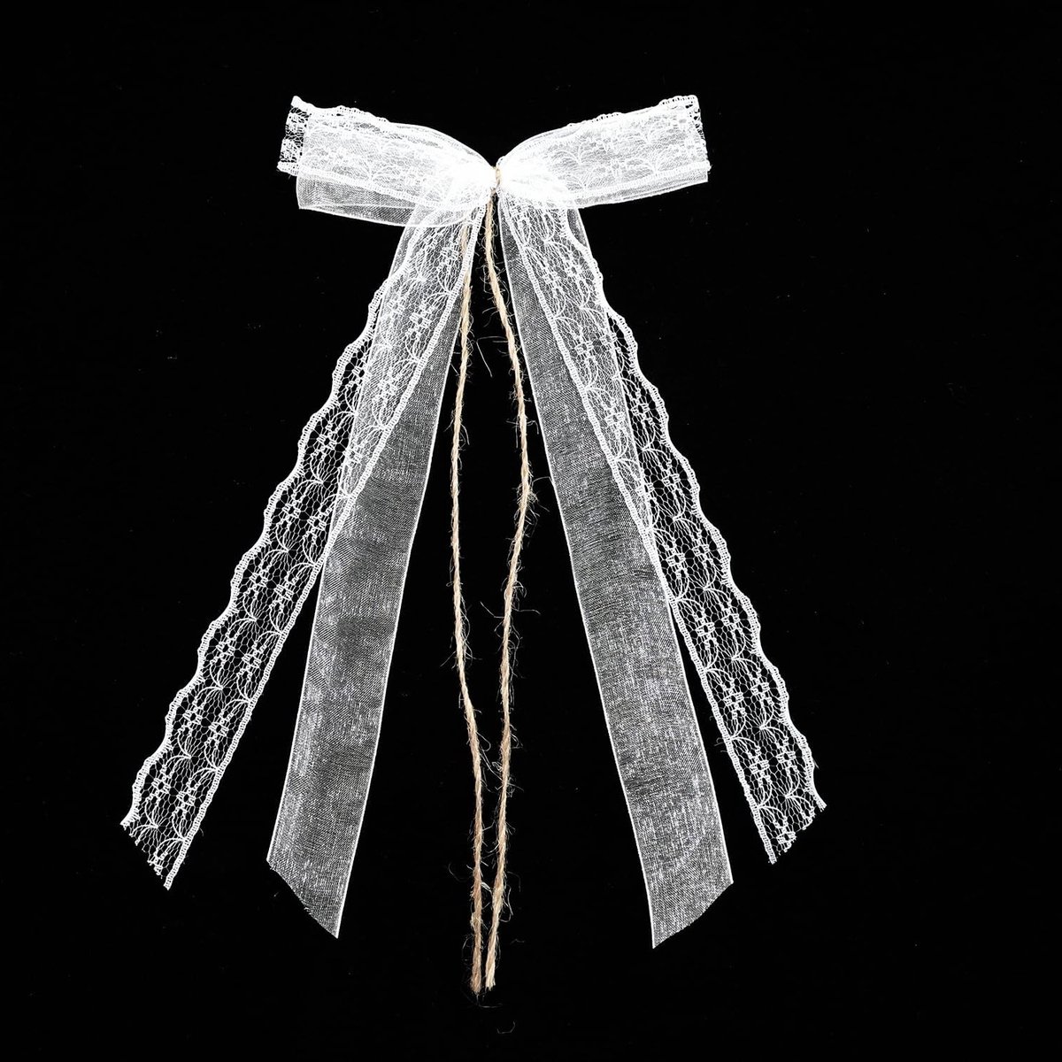 20 Stuks Witte Kant Auto Strikken voor Trouwen, Feestdecoratie, Antenne Strikken en Cadeauverpakking