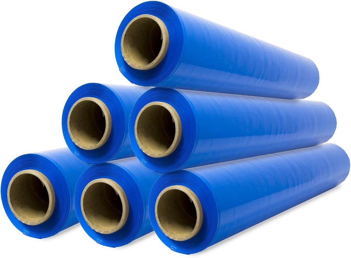 Elastische verpakkingsfolie - Stretchfolie Palletfolie - Zendingen Beschermen - 17 Micron Dik - 50 cm x 400 m - Blauw