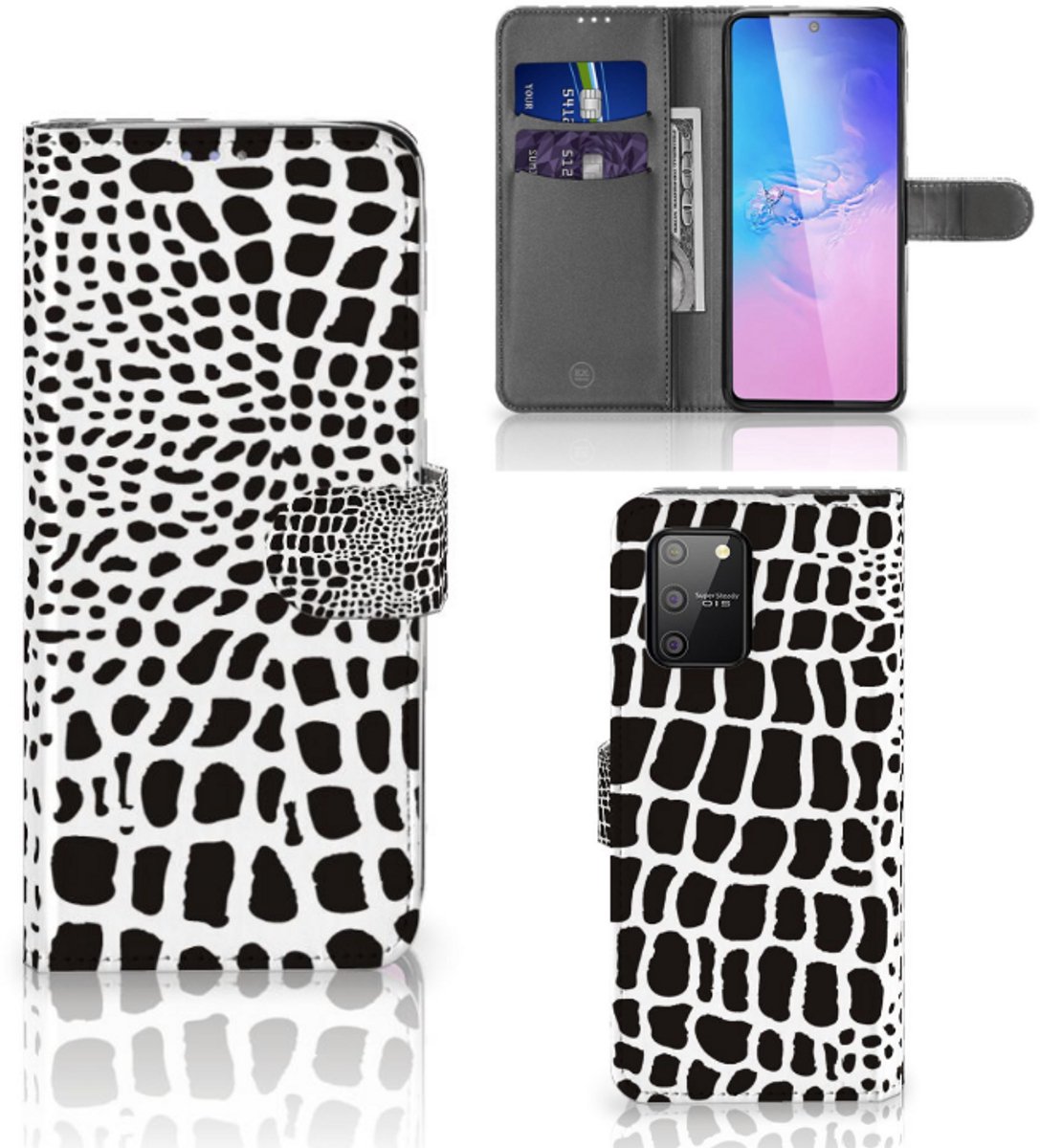 Samsung S10 Lite Telefoonhoesje met Pasjes Slangenprint