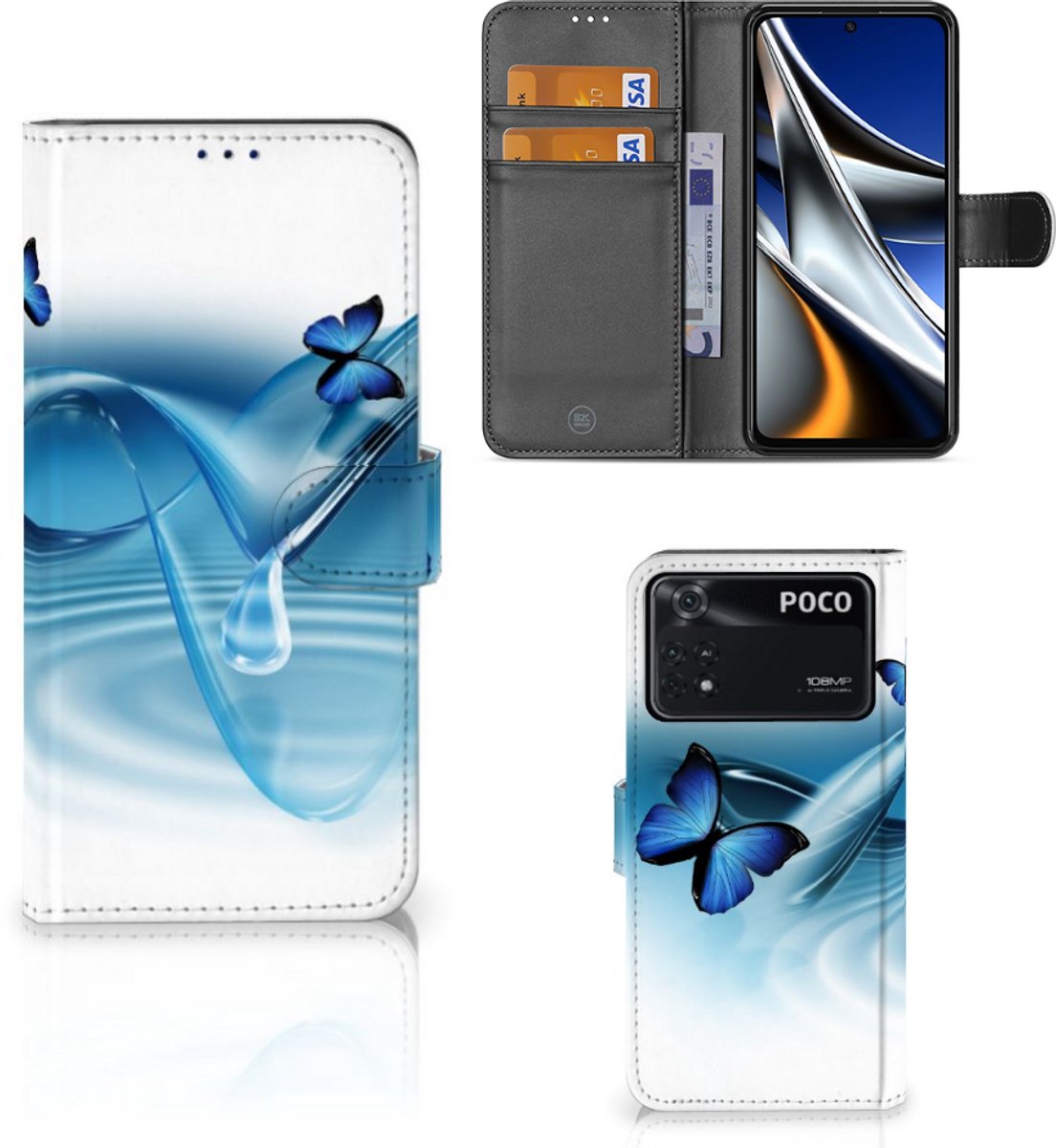 Xiaomi Poco X4 Pro 5G Telefoonhoesje met Pasjes Vlinders