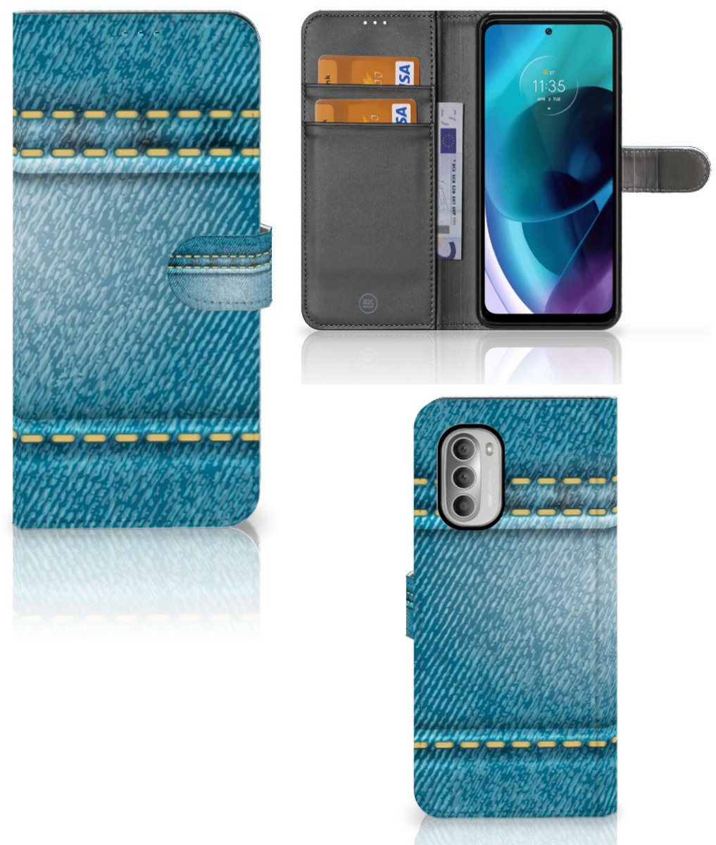Boekhoesje voor Motorola Moto G51 5G Wallet Case met Pasjes Jeans