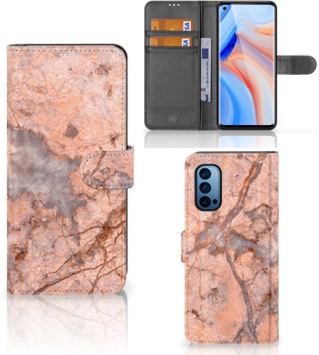 OPPO Reno 4 Pro 5G Bookcase Marmer Oranje