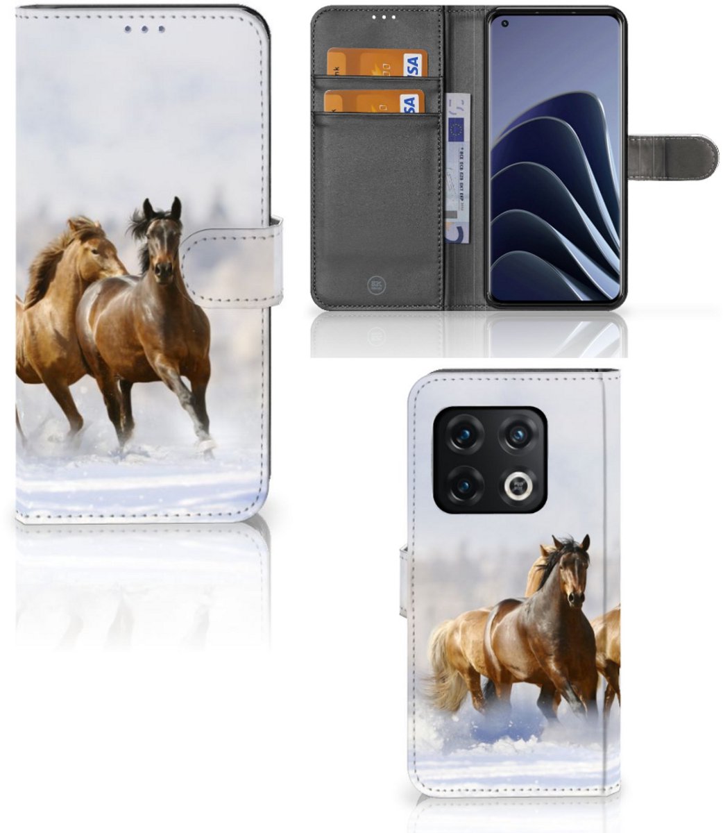 OnePlus 10 Pro Telefoonhoesje met Pasjes Paarden