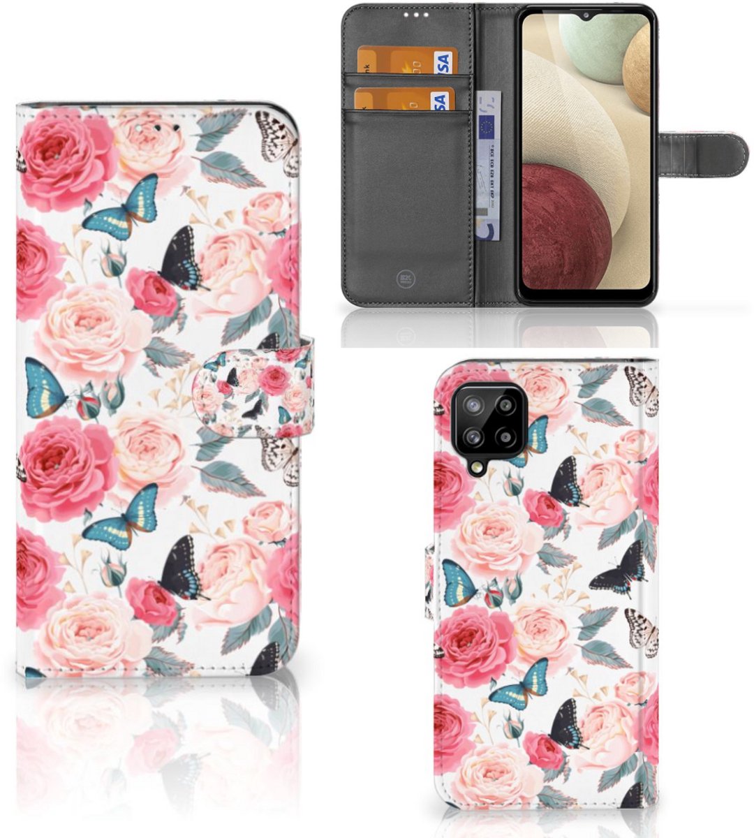 Samsung Galaxy A12 Hoesje Butterfly Roses