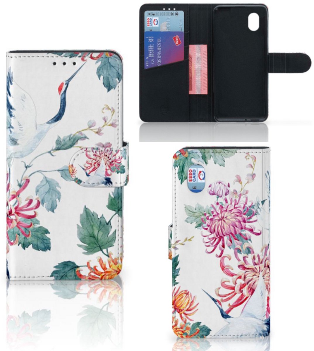 Alcatel 1B (2020) Telefoonhoesje met Pasjes Bird Flowers