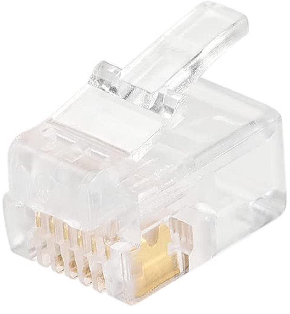 Cosensi - RJ12 Plug - 50pcs Modular Phone Plug - 3 Micron Goud Geplateerd - Duidelijk - Compatibel met Telefoons - 6P6C Verbinding