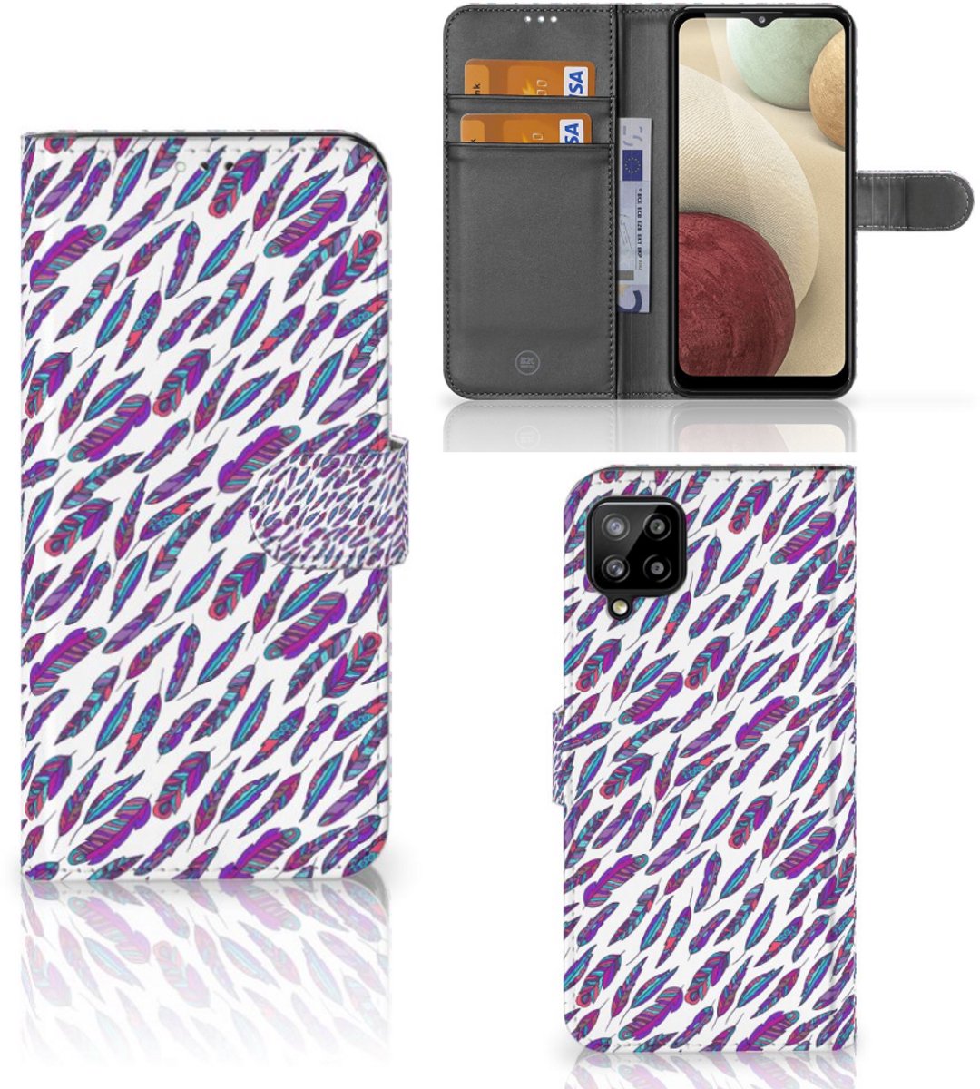 Samsung Galaxy A12 Telefoon Hoesje Feathers Color